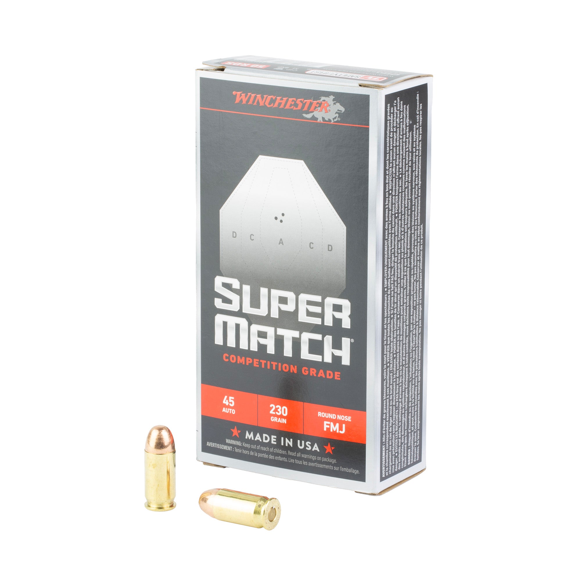 WIN SUPER MTCH 45ACP 230GR RN 50/500