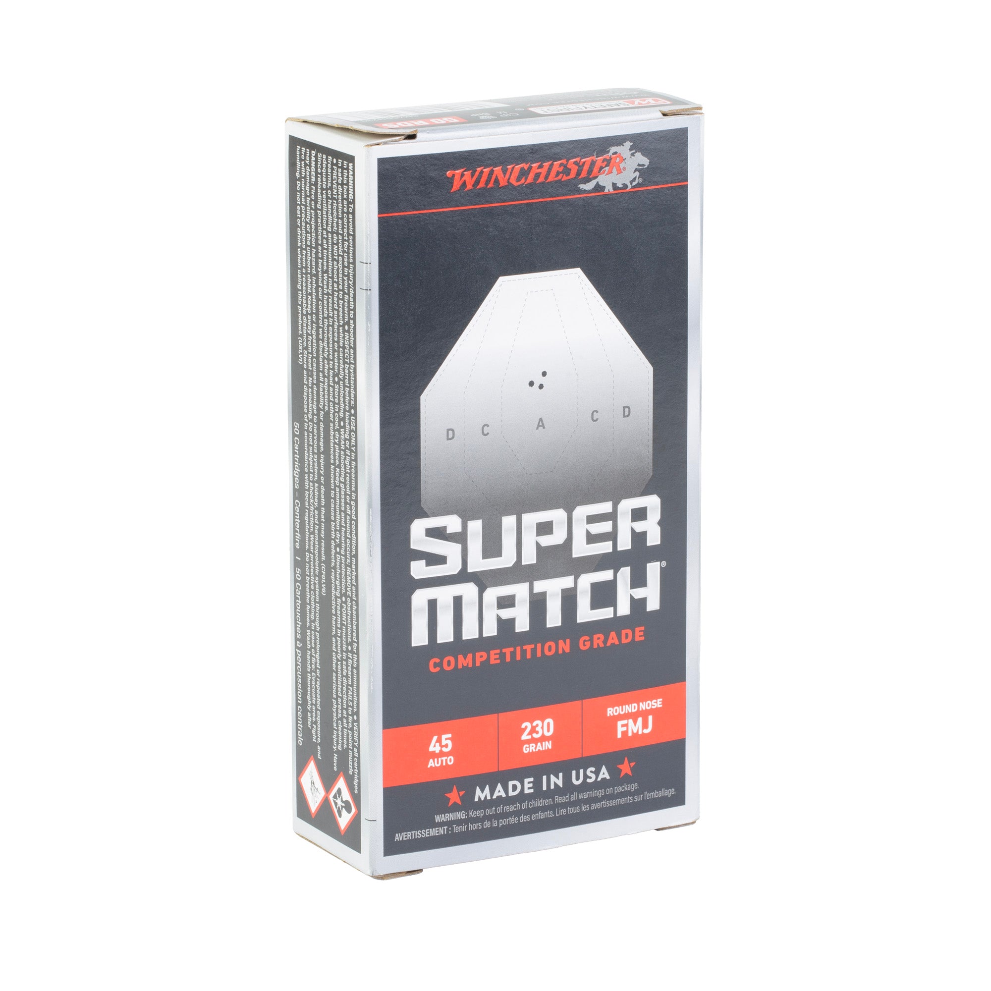 WIN SUPER MTCH 45ACP 230GR RN 50/500