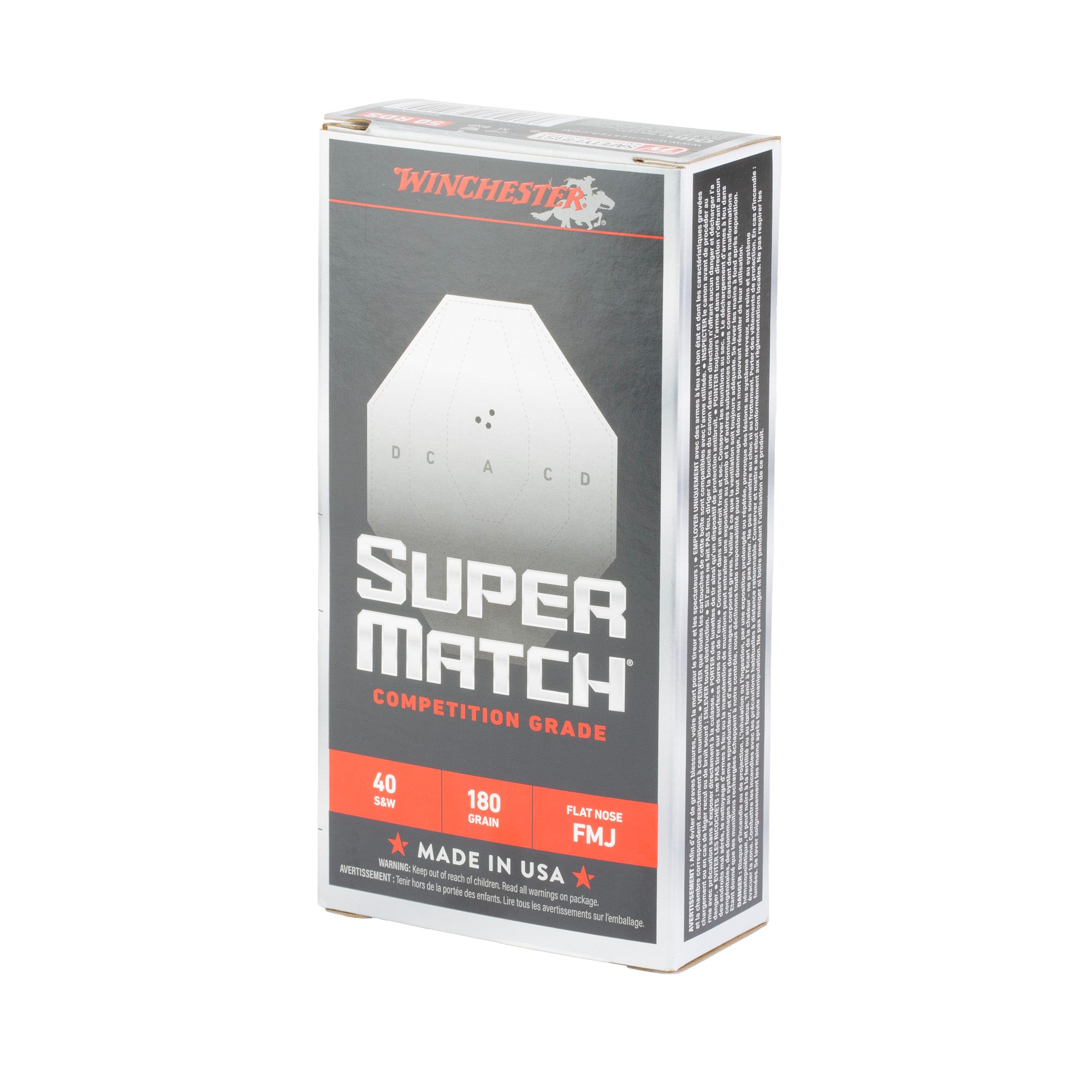 WIN SUPER MTCH 40S&W 180GR FN 50/500