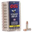 CCI Stinger Rimfire Ammunition .22 LR 32 gr CPHP 1640 fps 50/ct