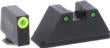 Green Tritium LimeGreenLumi Rnd Outline .315/Black .394 for Glock Tall Supp