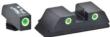 Green Tritium FRONT/REAR 3 dot sight set white outlines for Glock Gen 5