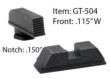 Ameriglo Defoor Performance Black Sight Set for Glock 17-39 / Front Width .115" / Rear Notch .150"