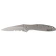 Kershaw Ken Onion Leek Folding Knife 3" Partially Serrated Drop Point Blade Silver
