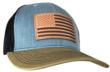 Outdoor Cap Heathered Grey/Blk/ Old Gold Trucker w/USA Flag Leather Patch
