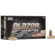 CCI Blazer Brass Handgun Ammunition 9mm Luger 115 gr. FMJ 1145 fps 50/ct